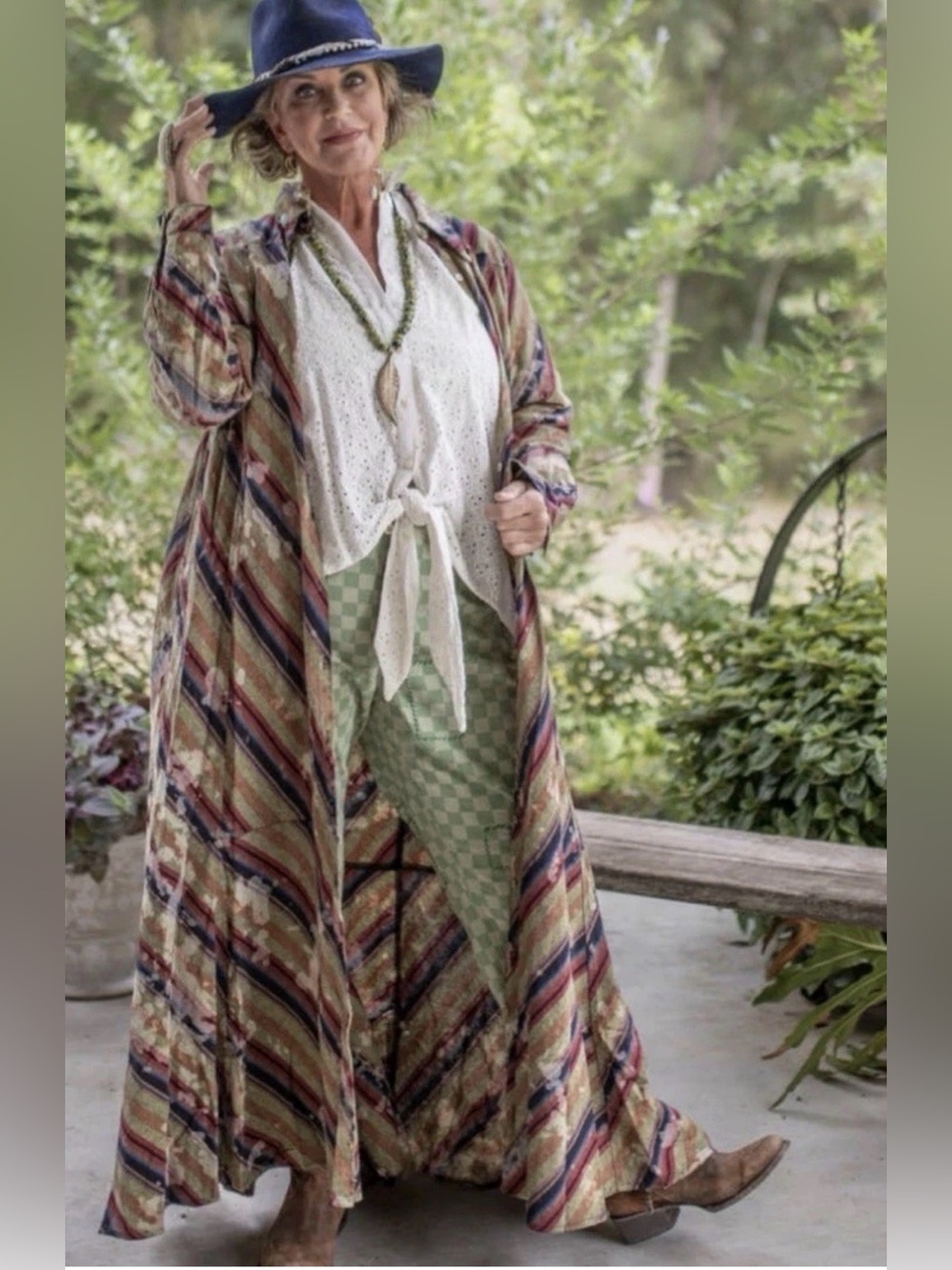 New Jaded Gypsy Vintage-Inspired Multicolor Striped Long dress or duster